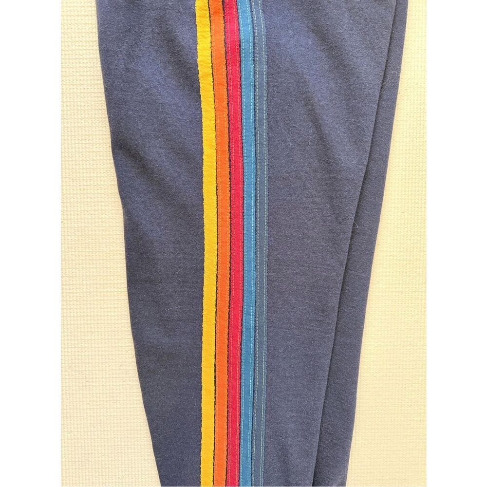 Aviator Nation Five Stripe Rainbow Sweatpants Classic Navy Colorway size Medium - Picture 14 of 15